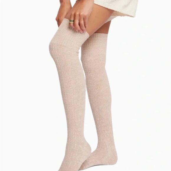 Pudus Beige Over The Knee Sweater Socks - Picture 5 of 6